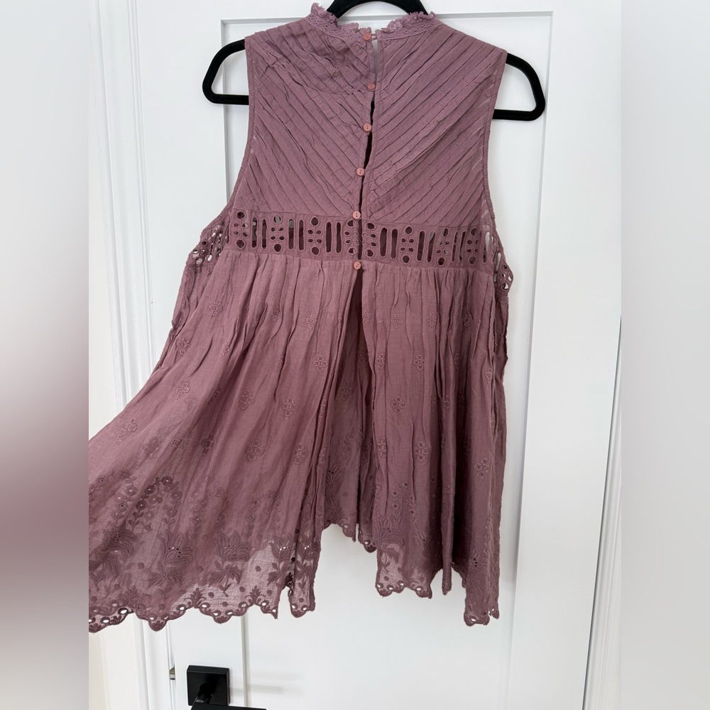 Free People FP One Eloise Crochet Lace Sleeveless Top Lavender Boho NWT L - Picture 3 of 7
